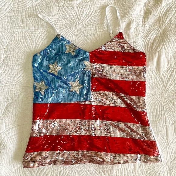 BiBi Patriotic Sequin Camisole in Red, White, and Blue - Picture 4 of 6
